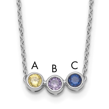14KW 3 Synthetic Birthstone Complete Family Necklace