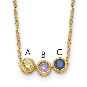 14K 3 Family Birthstone Necklace Mounting — alternate view