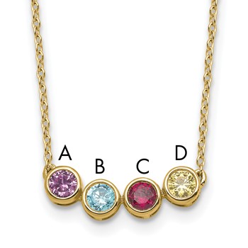 14K 4 Synthetic Birthstone Complete Family Necklace