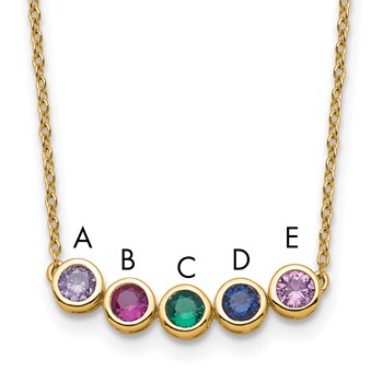 14K 5 Family Birthstone Necklace Mounting — alternate view
