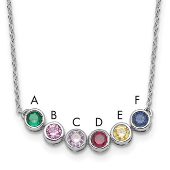 14KW 6 Synthetic Birthstone Complete Family Necklace