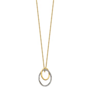14k Polished w/Saworski Crystals Interlocked Ovals Pendant Necklace — alternate view