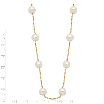 14k 8-9mm White Near-Round Freshwater Cultured Pearl 14-Station 18 inch Necklace — alternate view