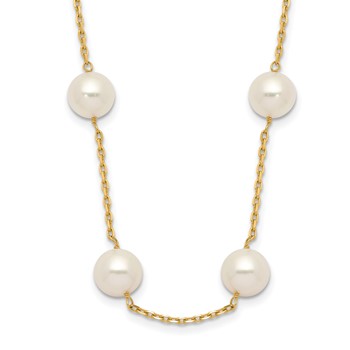 14k 8-9mm White Near-Round Freshwater Cultured Pearl 14-Station 18 inch Necklace