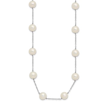 14k White Gold 8-9mm White Freshwater Cultured Pearl 14-Station 18 inch Necklace — alternate view
