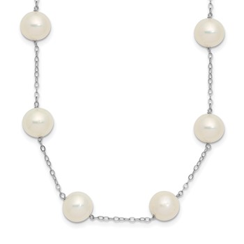 14k White Gold 8-9mm White Freshwater Cultured Pearl 14-Station 18 inch Necklace