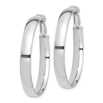 1/2pr 14k White Gold High Polished 5mm Omega Back Hoop Earrings — alternate view