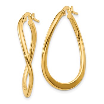 14k 2mm Polished Tapered Twist Hoop Earrings — alternate view