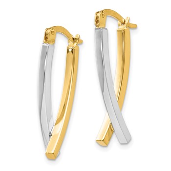 14K Two-tone Hinged Tube Earrings — alternate view