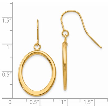14k Polished Tapered Flat Oval Dangle French Hook Earrings — alternate view