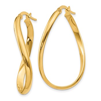 14k 3mm Twisted Oval Hoop Earrings — alternate view