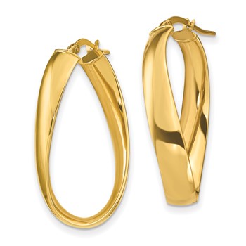 14k Twisted 6mm Oval Hoop Earrings — alternate view
