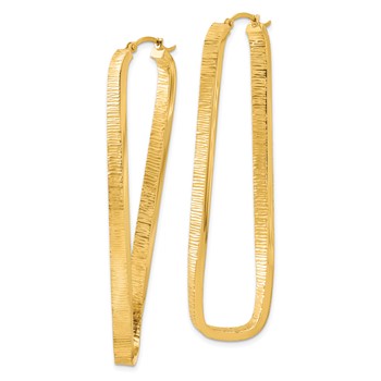 14k 4mm Textured Twisted Oval Hoop Earrings — alternate view
