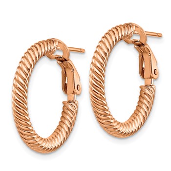 14k 3x15mm Rose Gold Twisted Round Hoop Earrings — alternate view