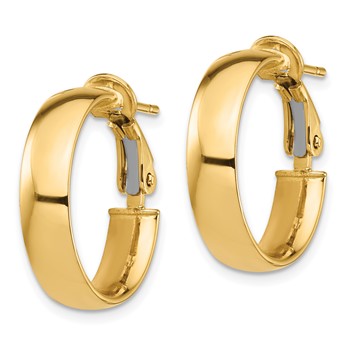 1/2pr 14k High Polished 5mm Omega Back Hoop Earrings — alternate view