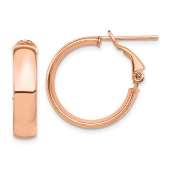 1/2pr 14k Rose Gold High Polished 5mm Omega Back Hoop Earrings