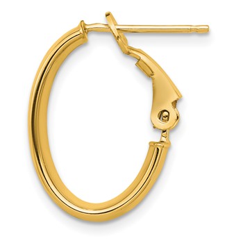 1/2pr 14k High Polished 5mm Omega Back Oval Hoop Earrings — alternate view