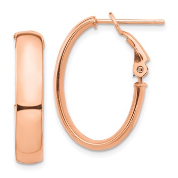 1/2pr 14k Rose Gold High Polished 5mm Omega Back Hoop Earrings