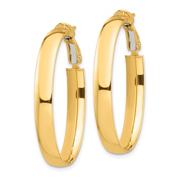1/2pr 14k High Polished 5mm Oval Omega Back Hoop Earrings — alternate view
