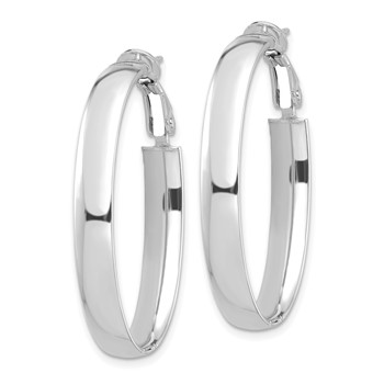 1/2pr 14k White Gold High Polished 5mm Oval Omega Back Hoop Earrings — alternate view