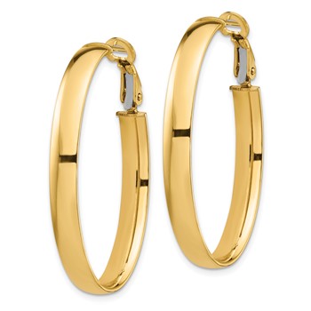 1/2pr 14k High Polished 5mm Omega Back Oval Hoop Earrings — alternate view
