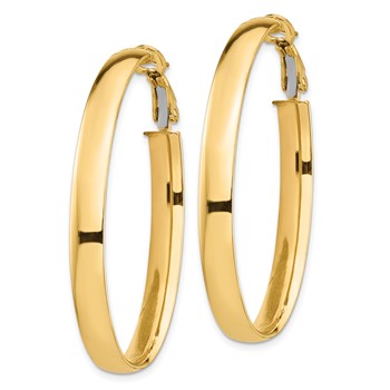 1/2pr 14k High Polished 5mm Oval Omega Back Hoop Earrings — alternate view