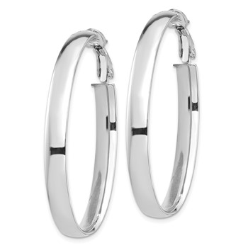 1/2pr 14k White Gold High Polished 5mm Omega Back Oval Hoop Earrings — alternate view
