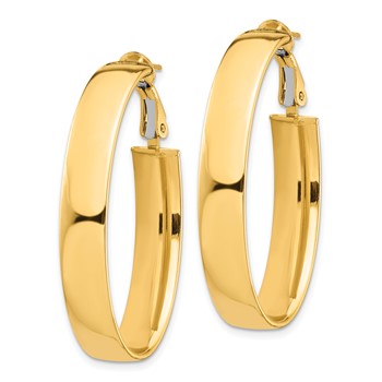 1/2pr 14k High Polished 7mm Omega Back Oval Hoop Earrings — alternate view