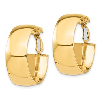 1/2pr 14k High Polished 10mm Omega Back Hoop Earrings — alternate view
