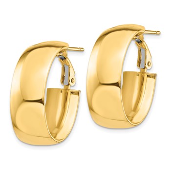 1/2pr 14k High Polished 10mm Omega Back Oval Hoop Earrings — alternate view
