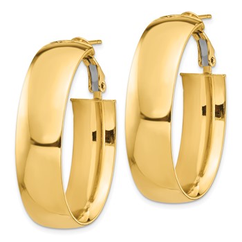 1/2pr 14k High Polished 10mm Omega Back Oval Hoop Earrings — alternate view