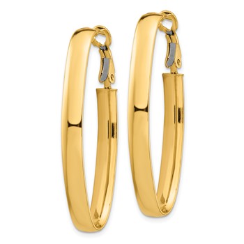 1/2pr 14k High Polished 5mm Omega Back Oval Hoop Earrings — alternate view