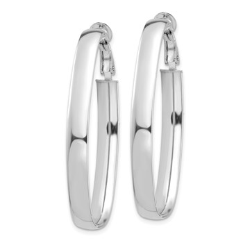 1/2pr 14k White Gold High Polished 5mm Omega Back Oval Hoop Earrings — alternate view