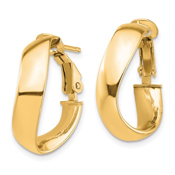 1/2pr 14k High Polished 5mm Wavy Omega Back Hoop Earrings — alternate view