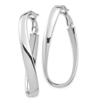1/2pr 14k White Gold High Polished 5mm Twisted Omega Back Oval Hoop Earring — alternate view