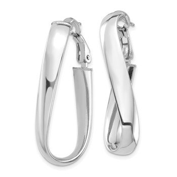 1/2pr 14k White Gold High Polished 5mm Twisted Oval Omega Back Hoop Earring — alternate view