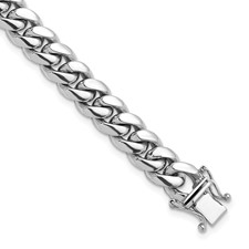 Image of Herco Platinum Polished 10.5mm Solid Curb with Safety Clasp 8 Inch Chain Bracelet