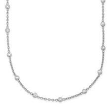 Image of Herco Platinum Polished Bezel Set 30 Lab Grown Diamond Station 18 Inch Necklace