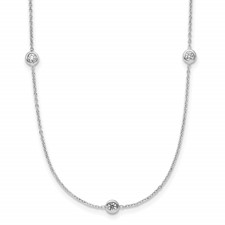 Image of Herco Platinum Polished Bezel Set 7 Lab Grown Diamond Station 18 Inch Necklace