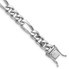Image of Herco Platinum Polished 7.8mm Solid Figaro with Safety Clasp 8 Inch Chain Bracelet