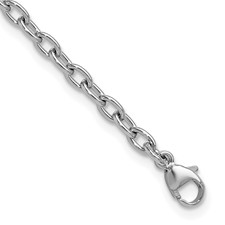 Image of Herco Platinum Polished 3mm Solid Cable 7.25 inch Chain Bracelet