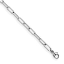 Image of Herco Platinum Polished 3.4mm Solid Paperclip Link 18 Inch Chain