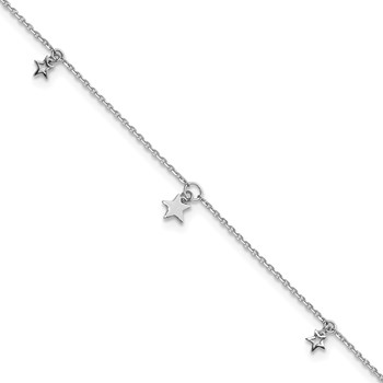 Herco Platinum Polished 5 Star Station 7 Inch with 1 Inch Extension Bracelet