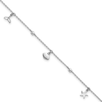 Herco Platinum Polished Beach Charm 7 Inch with 1 Inch Extension Bracelet