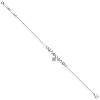 Herco Platinum Polished Diamond-cut Heart 7 Inch with 1.25 Inch Extension Bracelet — alternate view