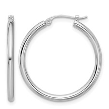 Image of Herco Platinum Polished 2x25mm Round Hoop Earrings