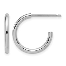 Image of Herco Platinum Polished 2x18mm Post C-Hoop Earrings