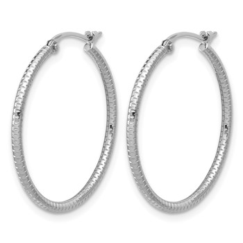Herco Platinum Polished Textured 1.5mm Hoop Earrings — alternate view