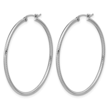 Herco Platinum Polished Textured 1.5mm Hoop Earrings — alternate view