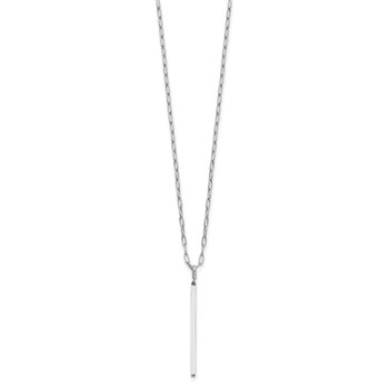 Herco Platinum Polished Vertical Bar on Paperclip Link Necklace — alternate view
